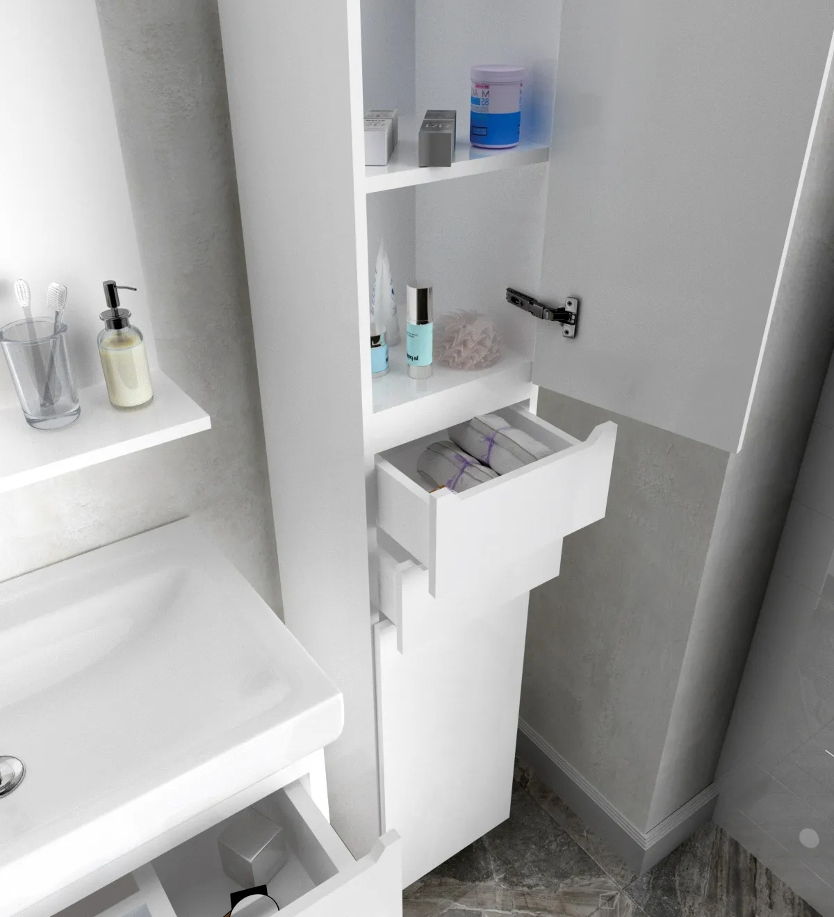 Пенал 1Marka Кода 35Н 2д. 2в.я. Белый глянец