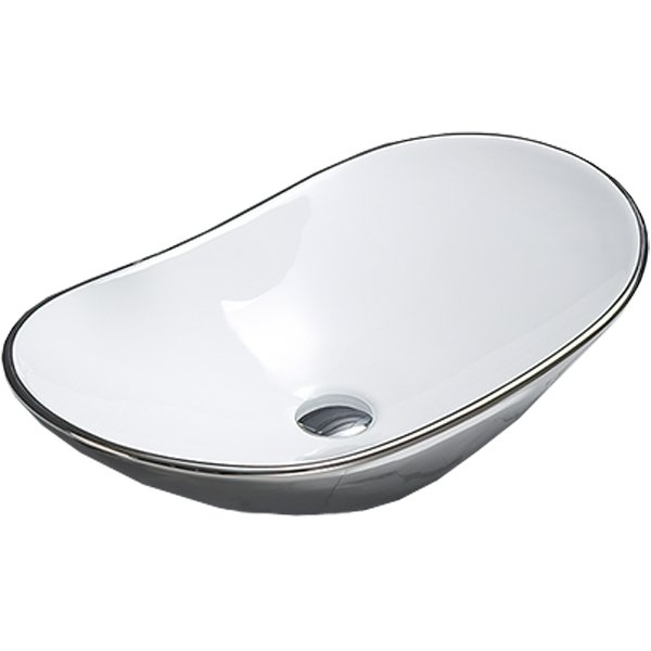 Накладная раковина CeramaLux 61 NC7811ASW Белая-серебро