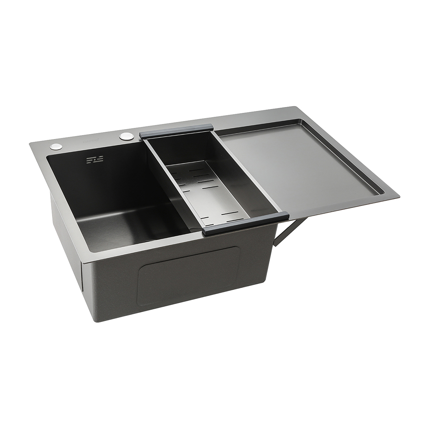 Мойка для кухни с коландером из нержавеющей стали Gappo GS7850-6L левая, черная