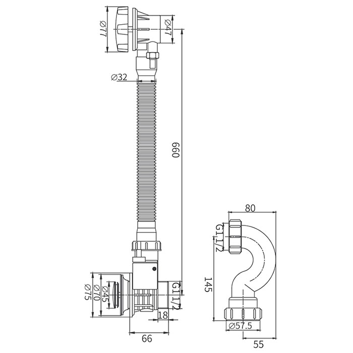 Слив-перелив для ванны полуавтомат Frap F68 хром