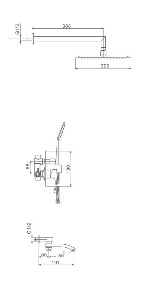 Встраиваемая душевая система Gappo G07-33 G7107-33 золотой сатин
