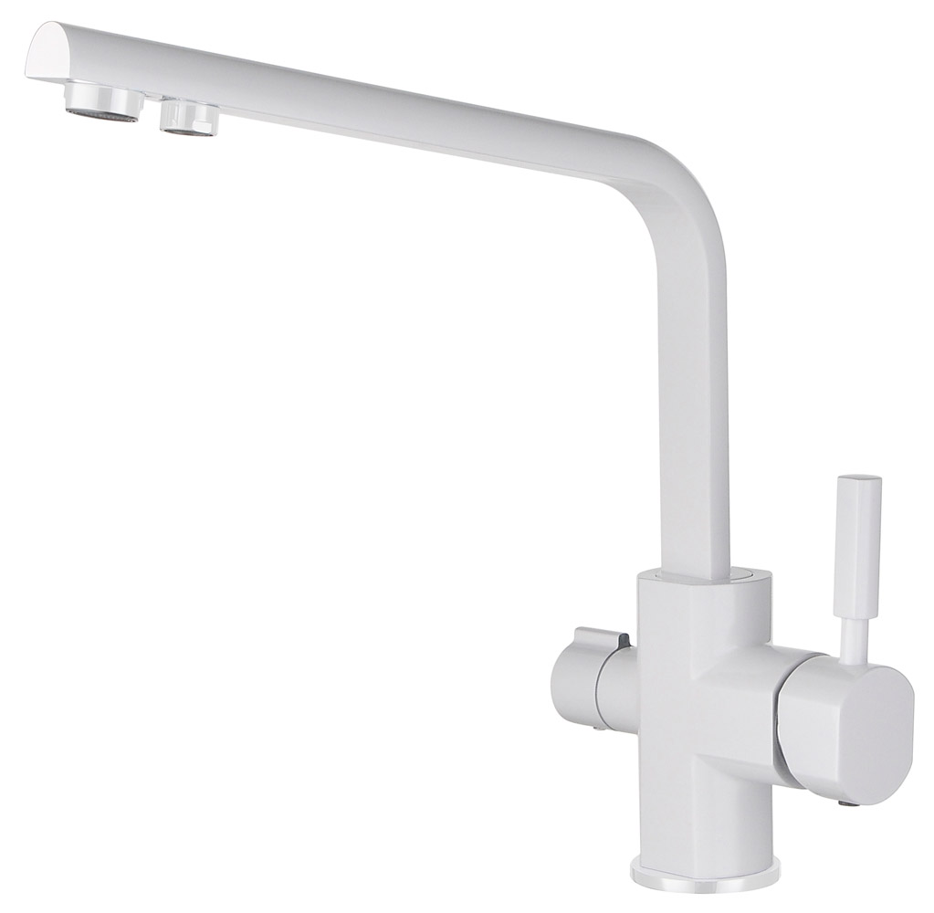Смеситель для кухни с встроенным краном под питьевую воду Kaiser Decor 40144-10 White