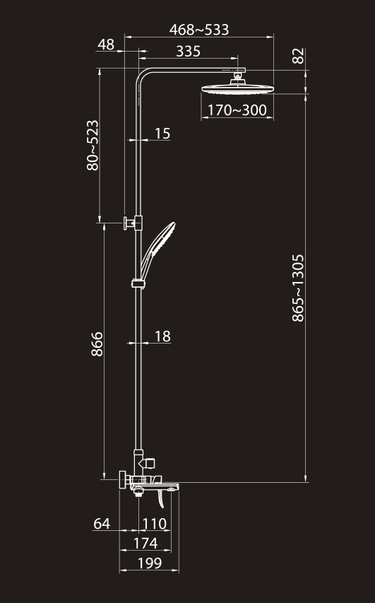 Душевая система Elghansa Shower Set 2305599-2K (Set-17) хром