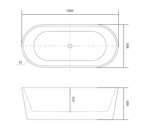 Отдельностоящая акриловая ванна Aquatek ОВО 180*80 AQ-99880, с сливом-переливом и ножками