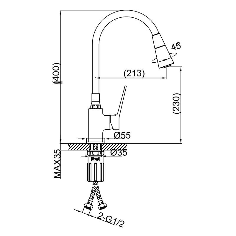 Смеситель для кухни Frap H62 F4462-3 золотой сатин