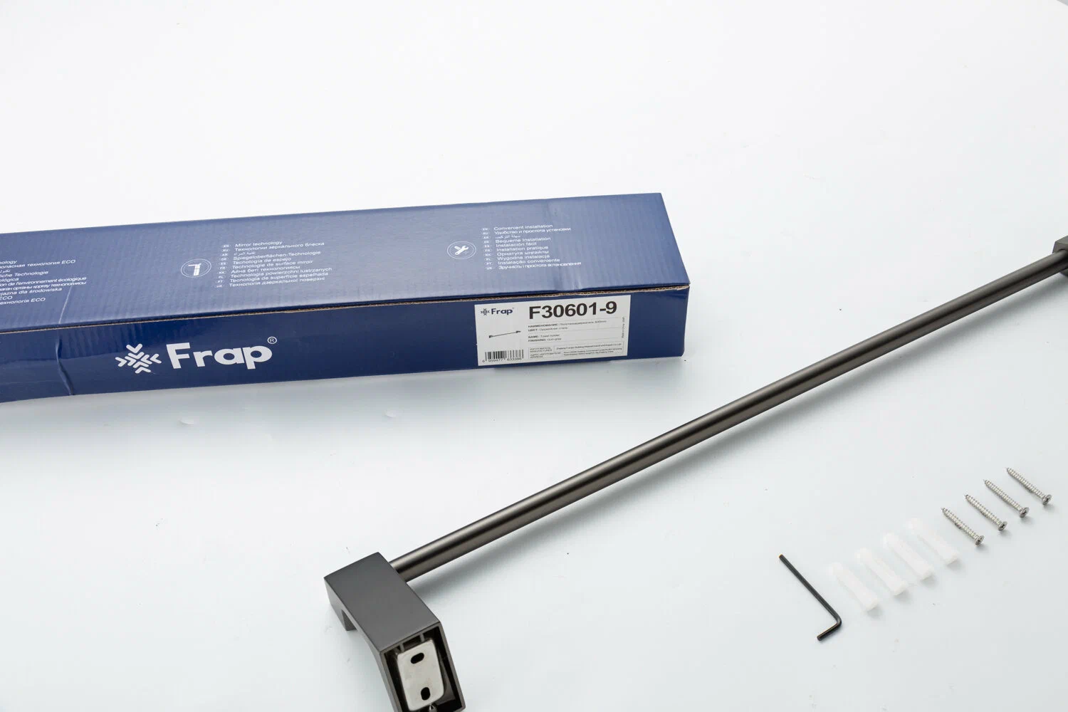 Прямой полотенцедержатель Frap F306-9 F30601-9 оружейная сталь