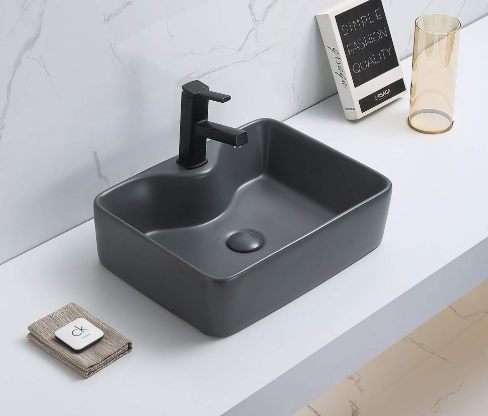 Накладная раковина CeramaLux 48 7291MDH-2 серая