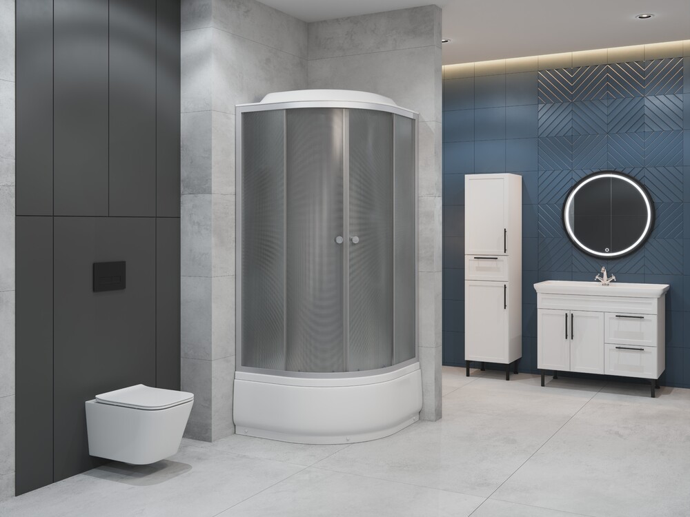 Душевая кабина EvaGold F902BS 90*90, высокий поддон, рифленое стекло