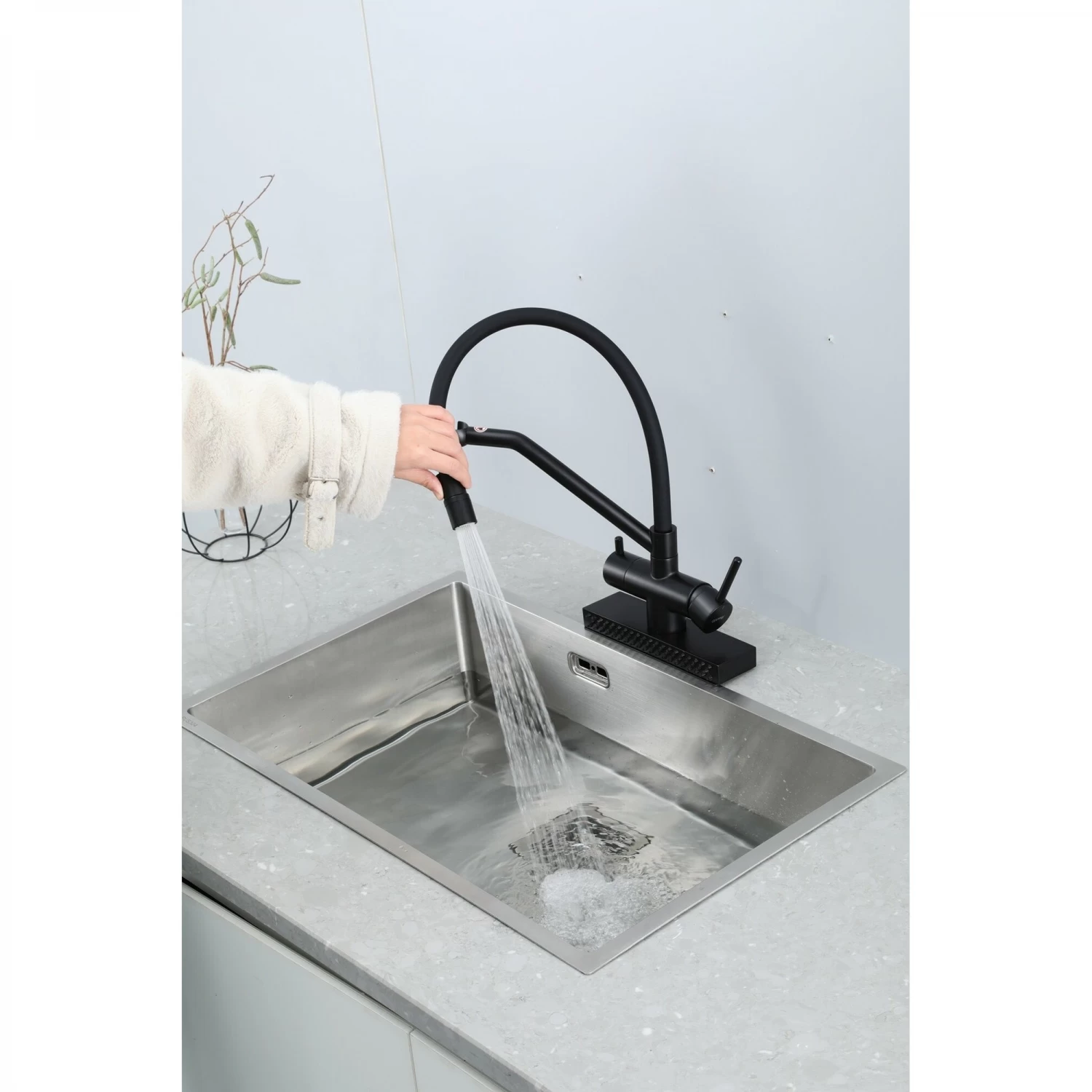 Смеситель для кухни с фильтром Gappo G4098-6 черный