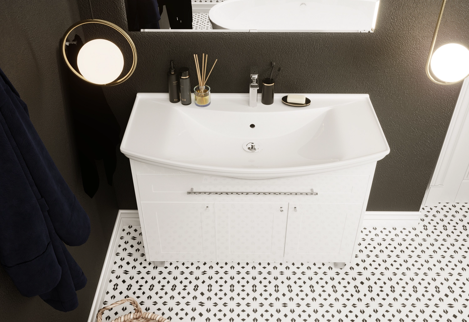 Тумба 1Marka Lina Classic New 105Н 1в.я 3д Белый глянец