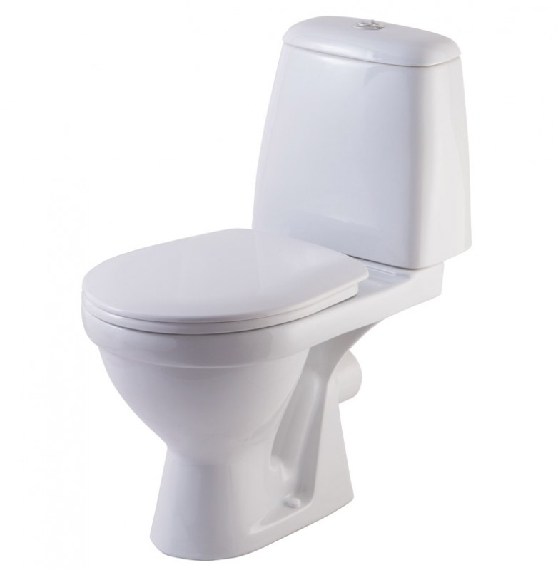 Унитаз-компакт Rosa Премьер Люкс белый, горизонтальный выпуск, сиденье микролифт