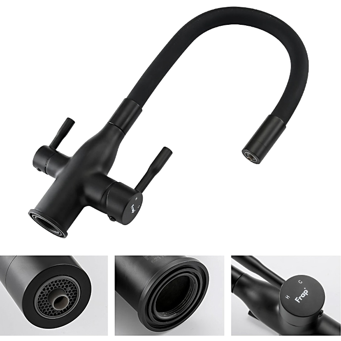 Смеситель для кухни с гибким изливом Frap H69 F4396-6 черный