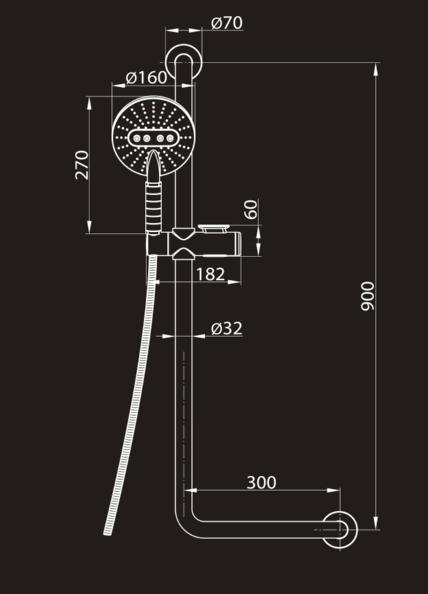 Душевая стойка-поручень для ванной Elghansa Shower Rail SB-329