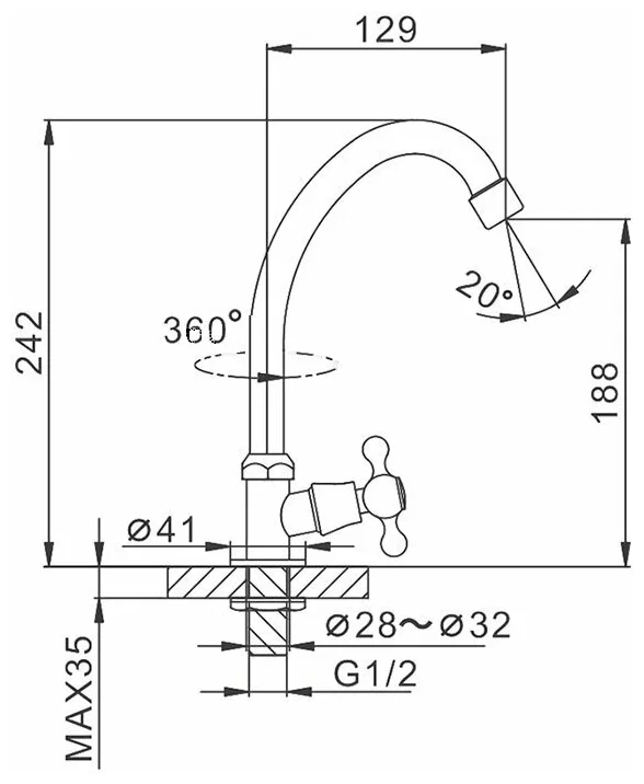 Кран на одну воду Frap F4108 хром