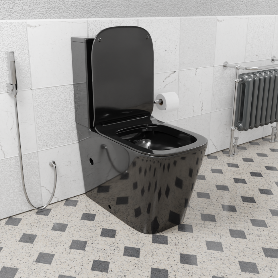 Унитаз-компакт напольный CeramaLux NS 2170-18 черный глянцевый