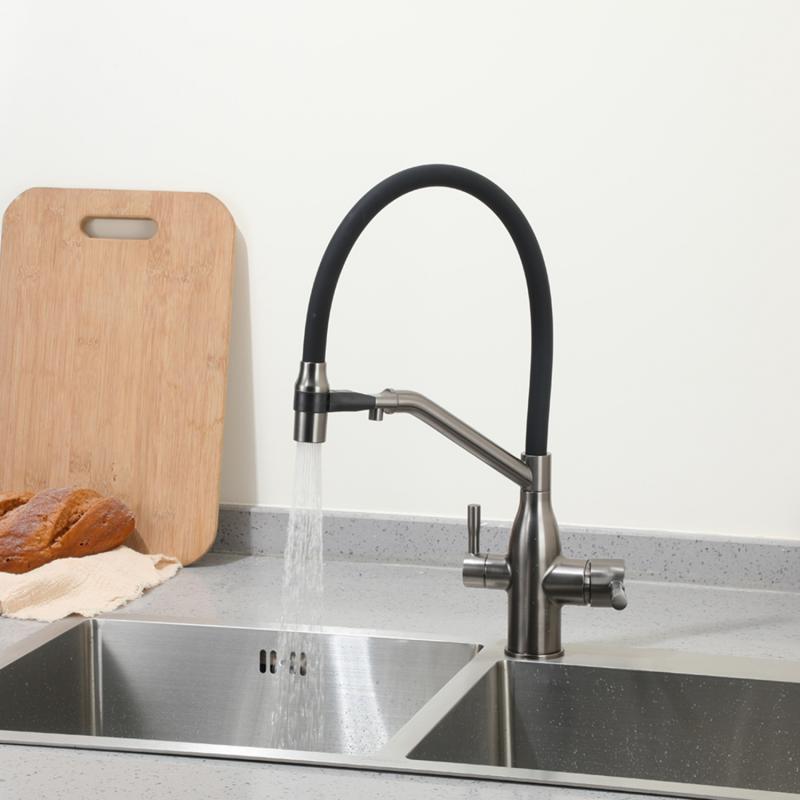 Смеситель для кухни с фильтром Frap H97 F4397-9 оружейная сталь