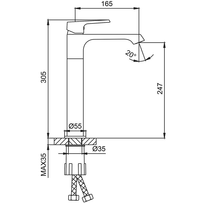 Смеситель для раковины высокий Frap H71 F1071-2 хром