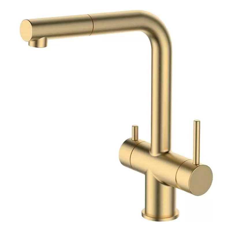 Вытяжной смеситель для кухни с фильтром Gappo G97 G4397-73 золотой сатин