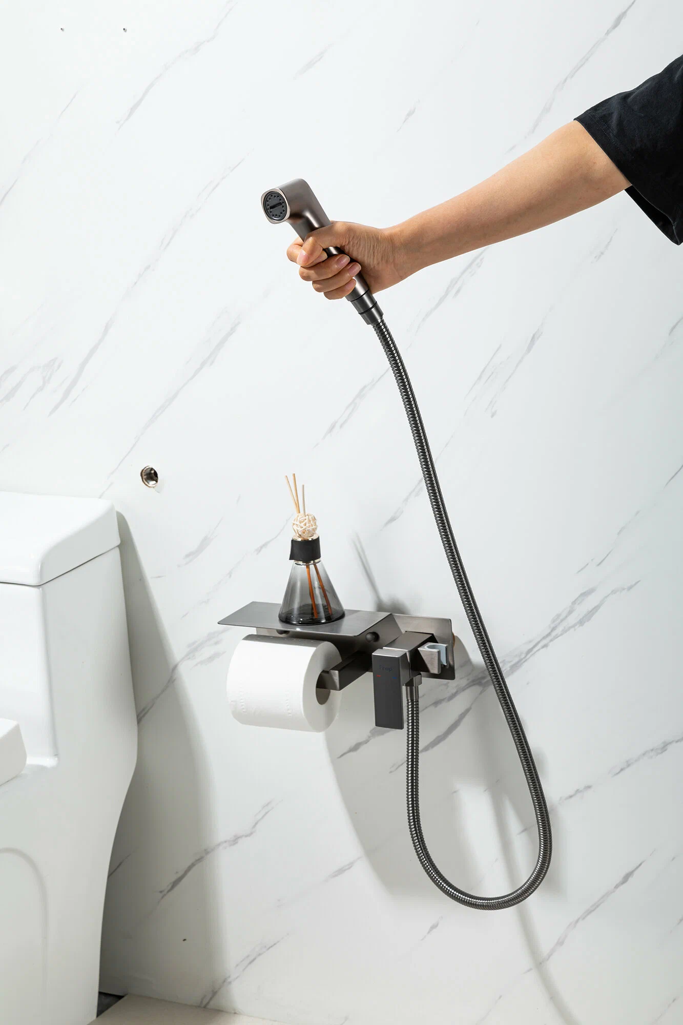 Гигиенический душ встраиваемый Frap H76-9 F2076-9 оружейная сталь