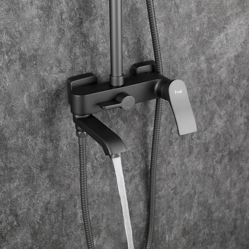 Душевая система Frap H75-9 F2475-9 оружейная сталь