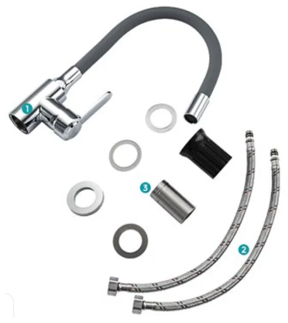 Смеситель для кухни с гибким изливом Frud R052 R42052-31 серый