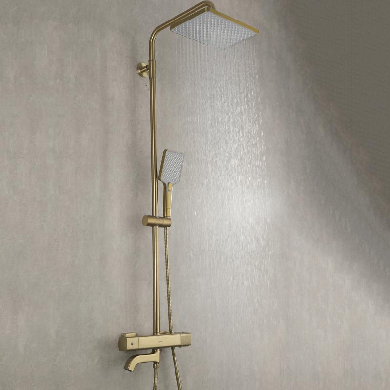 Душевая система с термостатом Gappo G91 G2491-3 золотой сатин