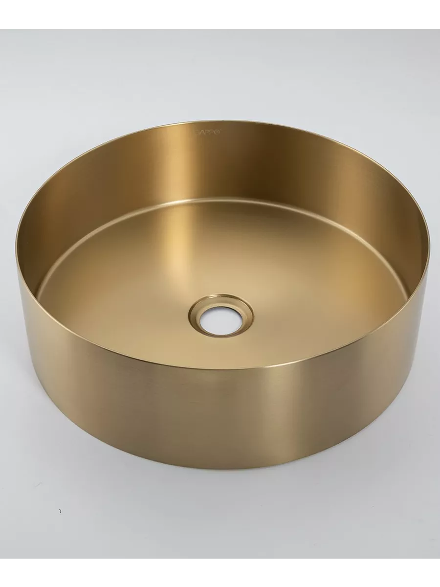 Накладная раковина D40 с донным клапаном Gappo GX101-3 золотой сатин