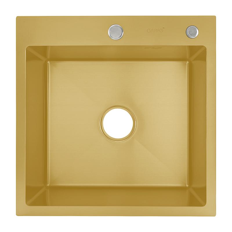 Мойка для кухни с коландером из нержавеющей стали Gappo GS5050-3 золотой сатин