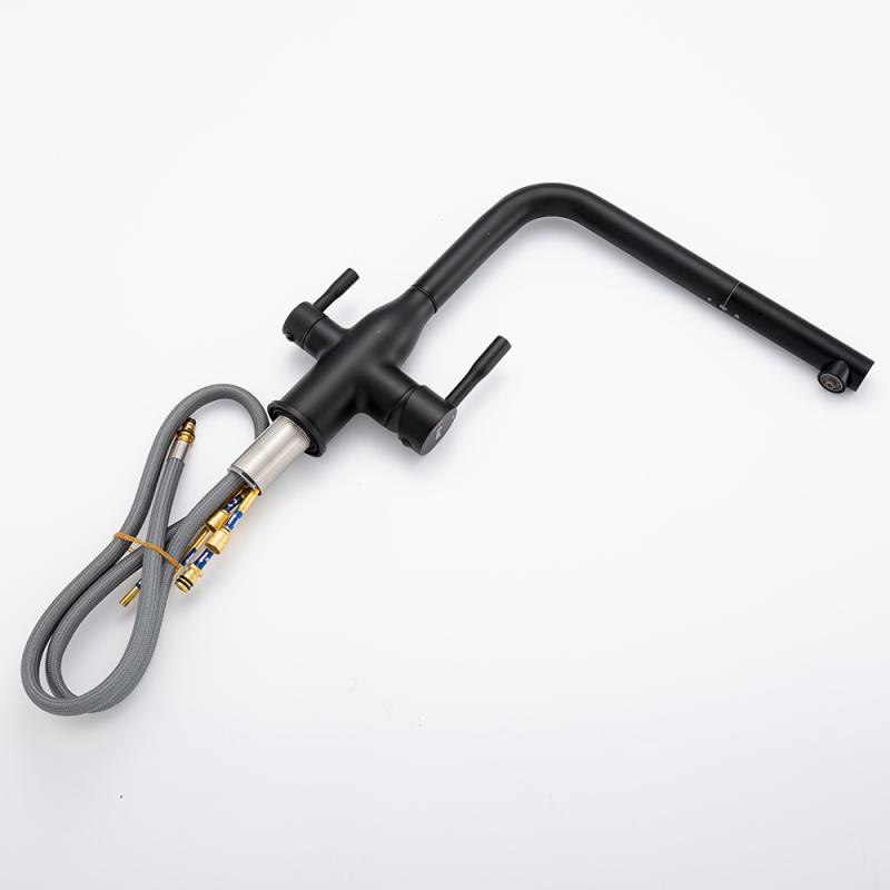 Вытяжной смеситель для кухни с фильтром Frap H96 F4396-36 черный