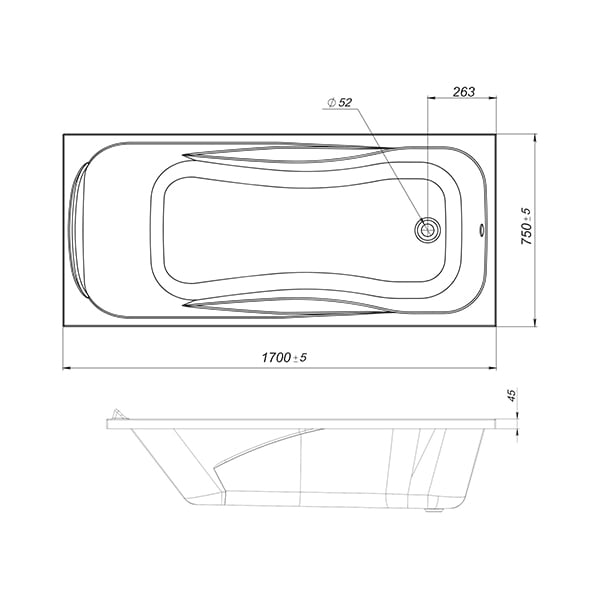 Акриловая ванна Мирсант Азов Premium 170*75