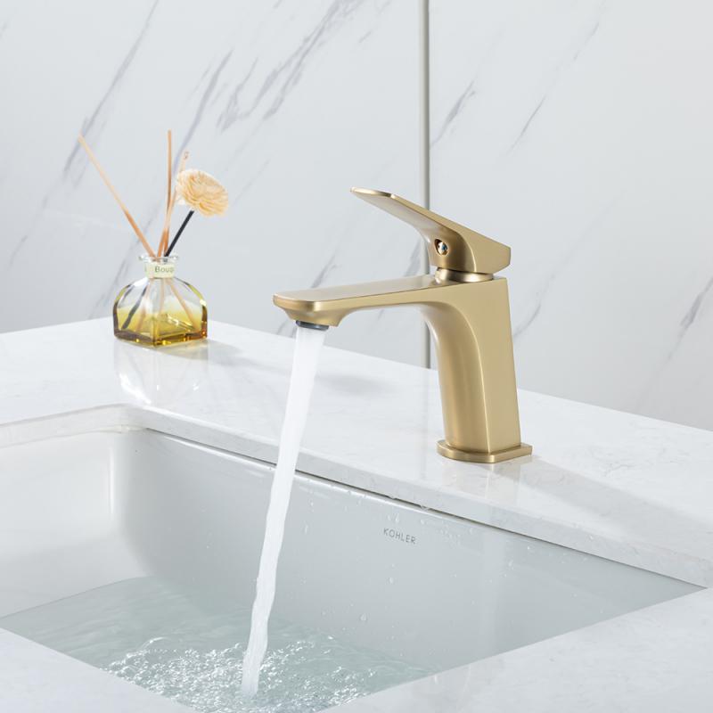 Смеситель для раковины Frap H87-3 F1087-3 золотой сатин