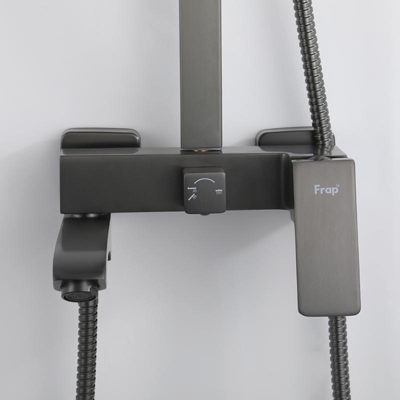 Душевая система Frap H76-9 F2476-9 оружейная сталь