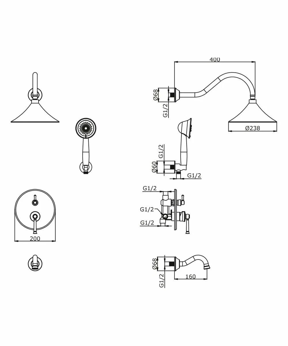 Встраиваемая душевая система ViEiR V273 V273563 хром