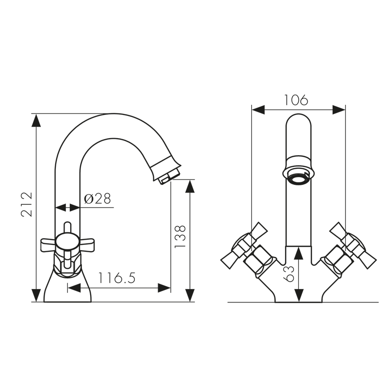 Смеситель для раковины Kaiser Cross 41011