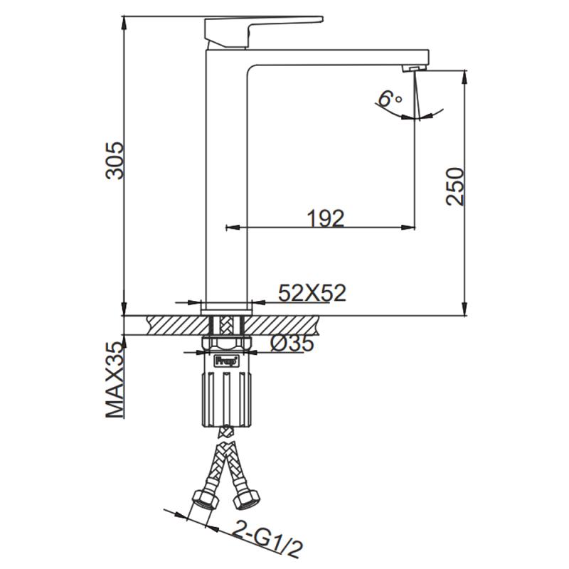 Высокий смеситель для раковины Frap H91-6 F1091-6 черный