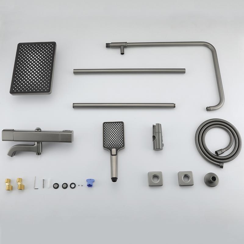 Душевая система с термостатом Gappo G91 G2491-9 оружейная сталь