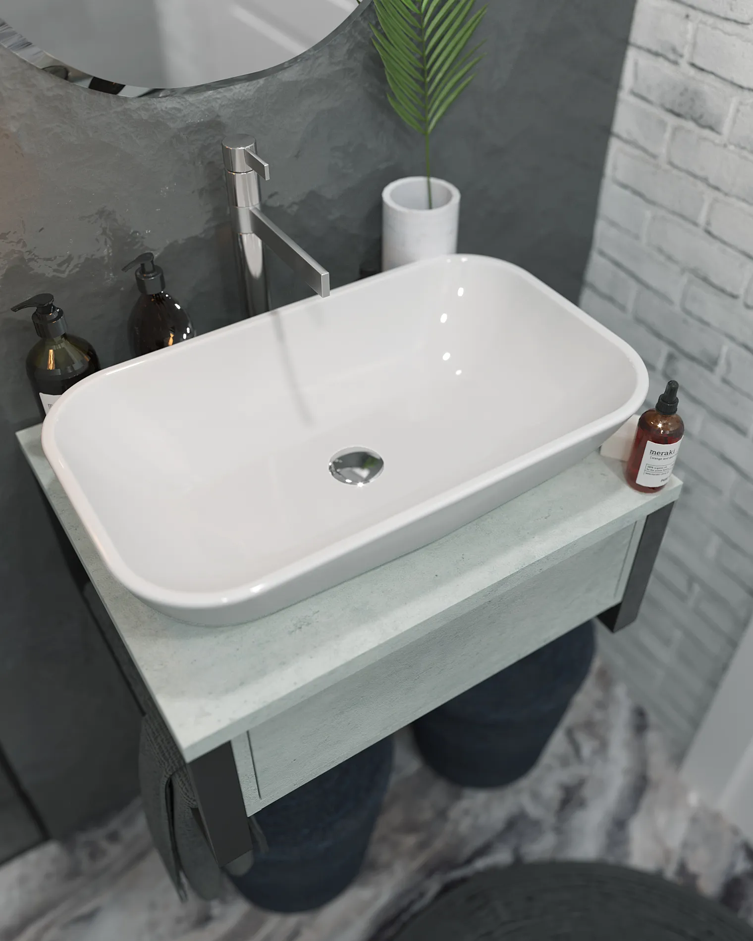 Тумба 1Marka Grunge Loft 60П 1в.я Бетон светлый