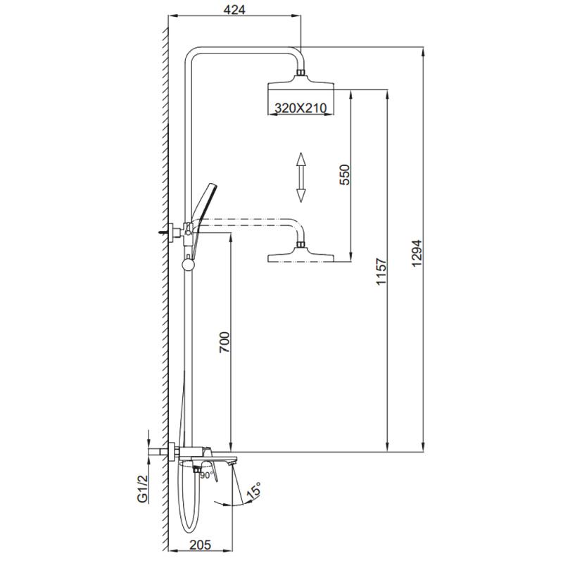 Душевая система Frap H87-9 F2487-9 оружейная сталь