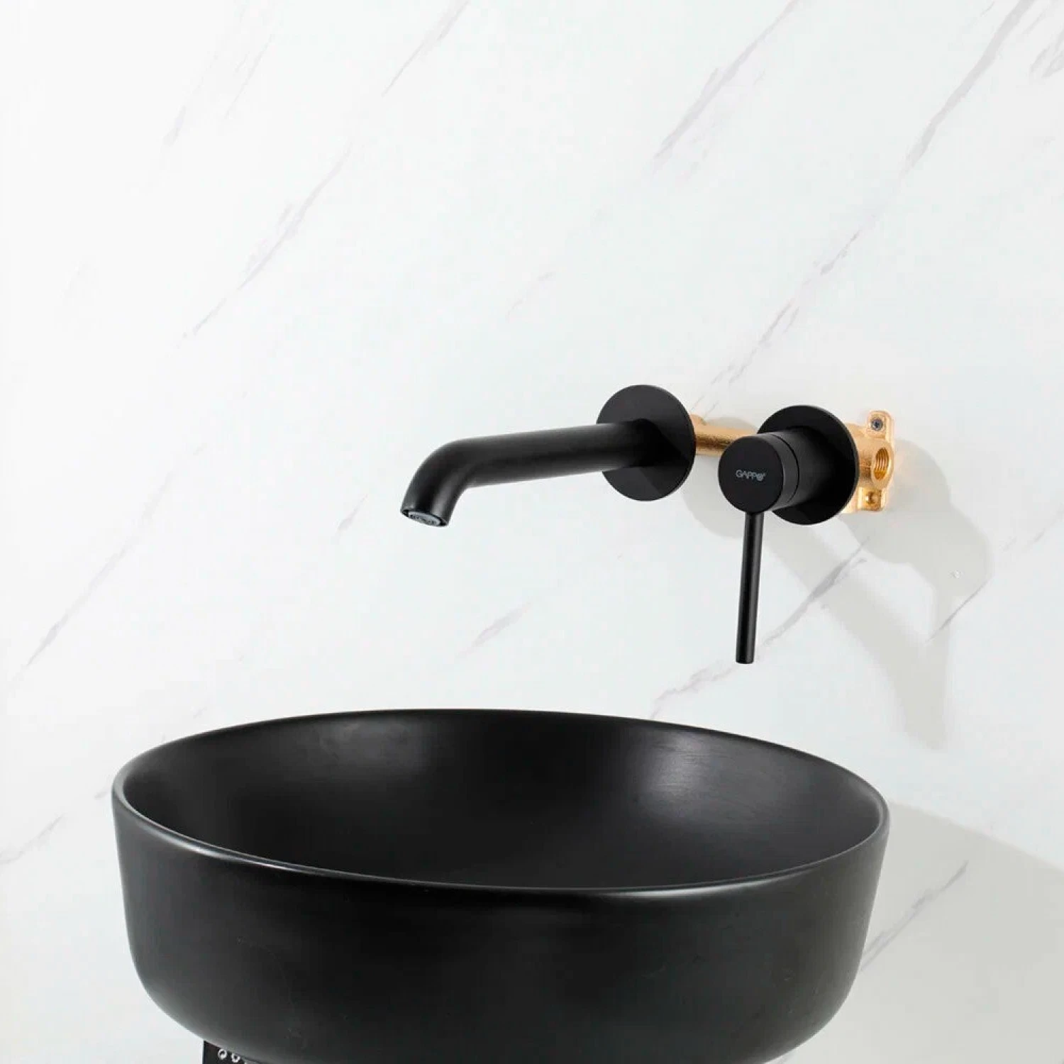 Встраиваемый смеситель для раковины Gappo G06-6 G1206-6 черный