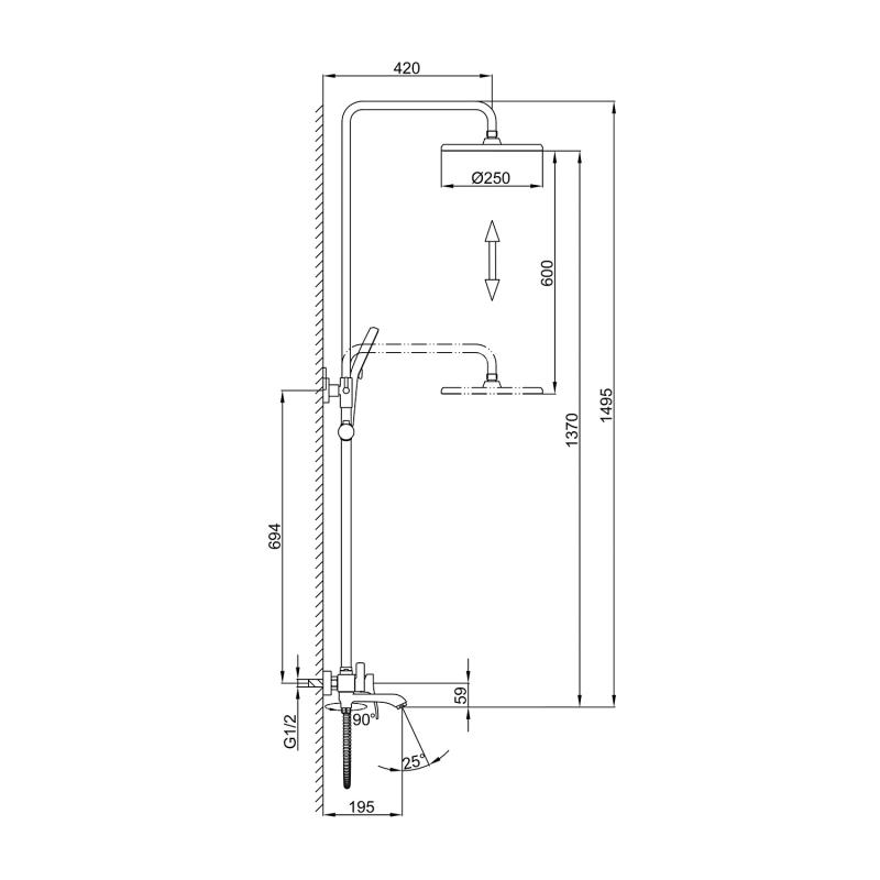 Душевая система Frap H75 F2475 хром