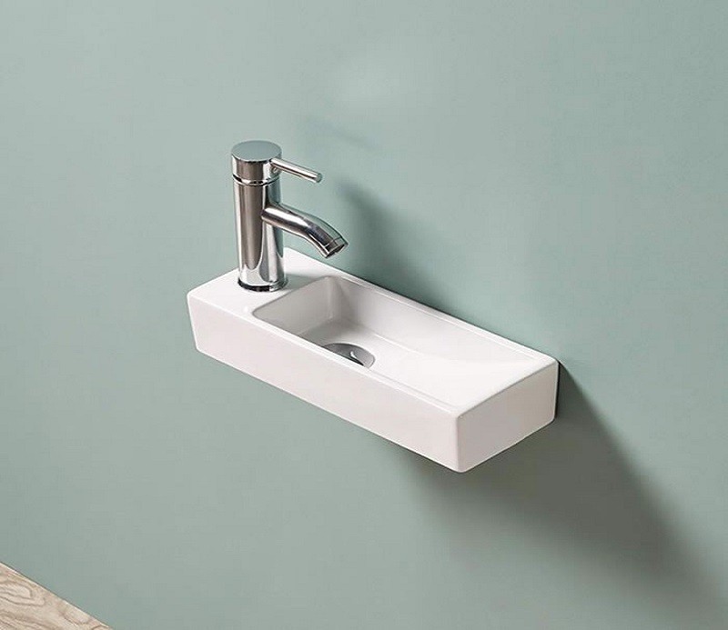 Подвесная/накладная раковина CeramaLux 38 N 9048FR правая белая