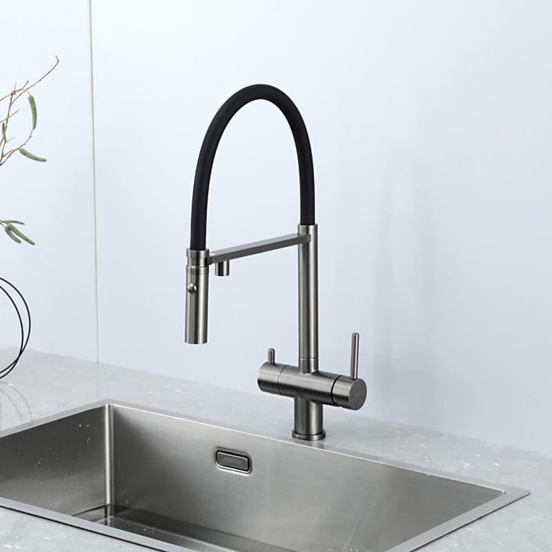 Смеситель для кухни с фильтром Gappo G97 G4397-89 оружейная сталь