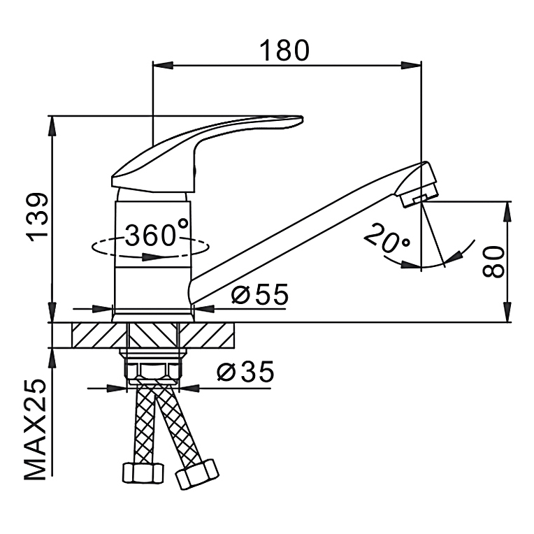 Смеситель для раковины Frap H21 F4521-2 хром