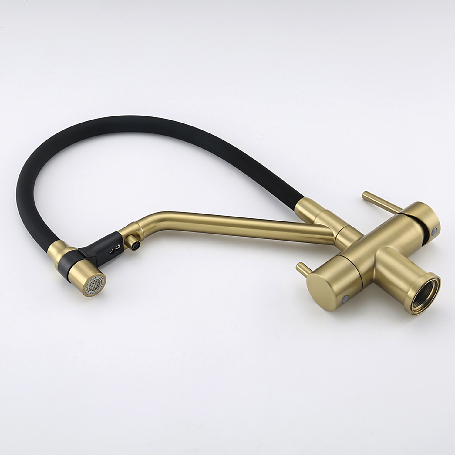 Смеситель для кухни с гибким изливом и фильтром Gappo G4398-83 золото-черный