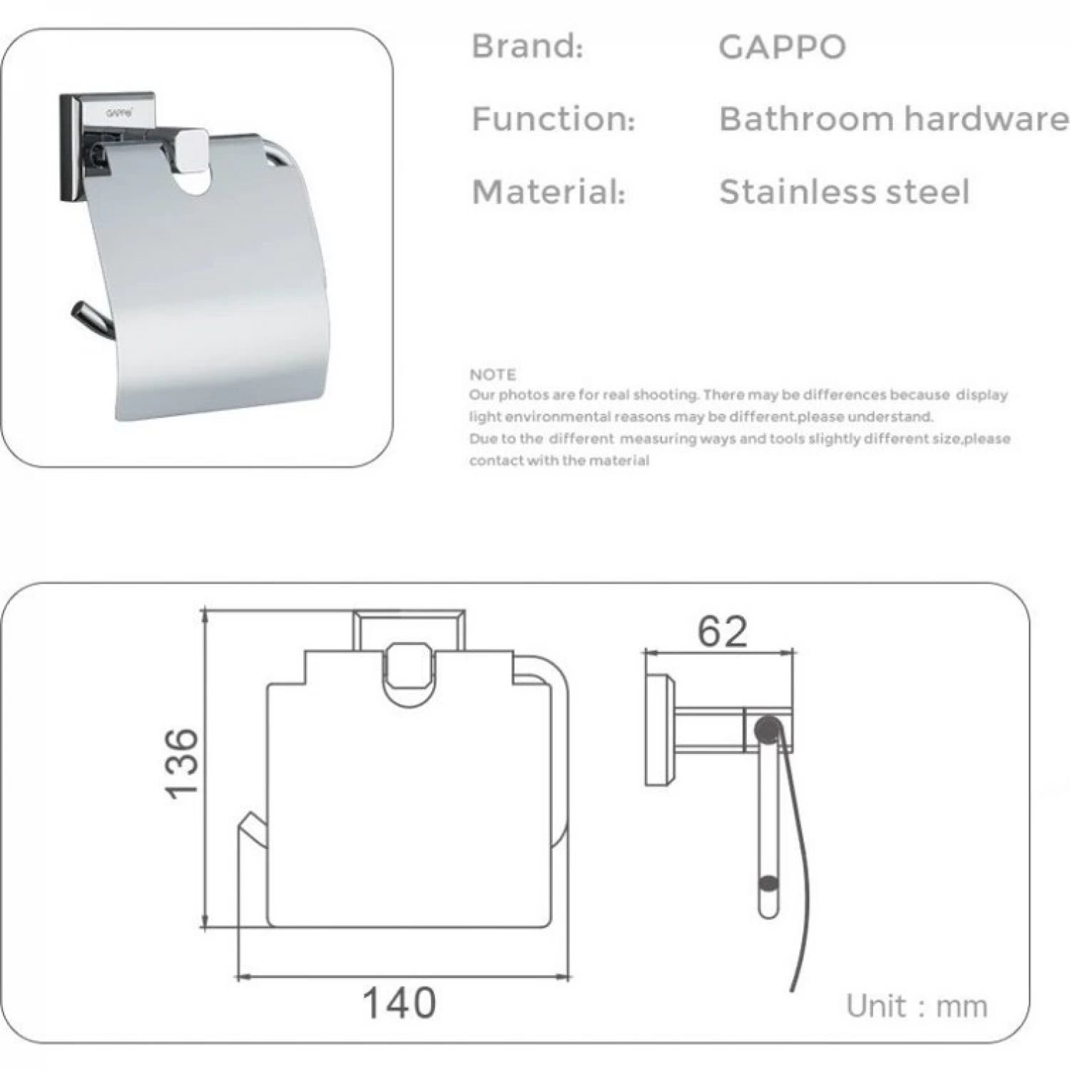 Держатель туалетной бумаги Gappo G38 G3803 хром