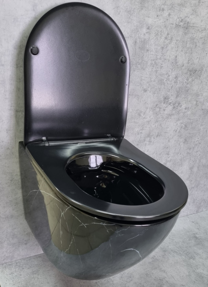 Подвесной унитаз CeramaLux 2212BM черный мрамор