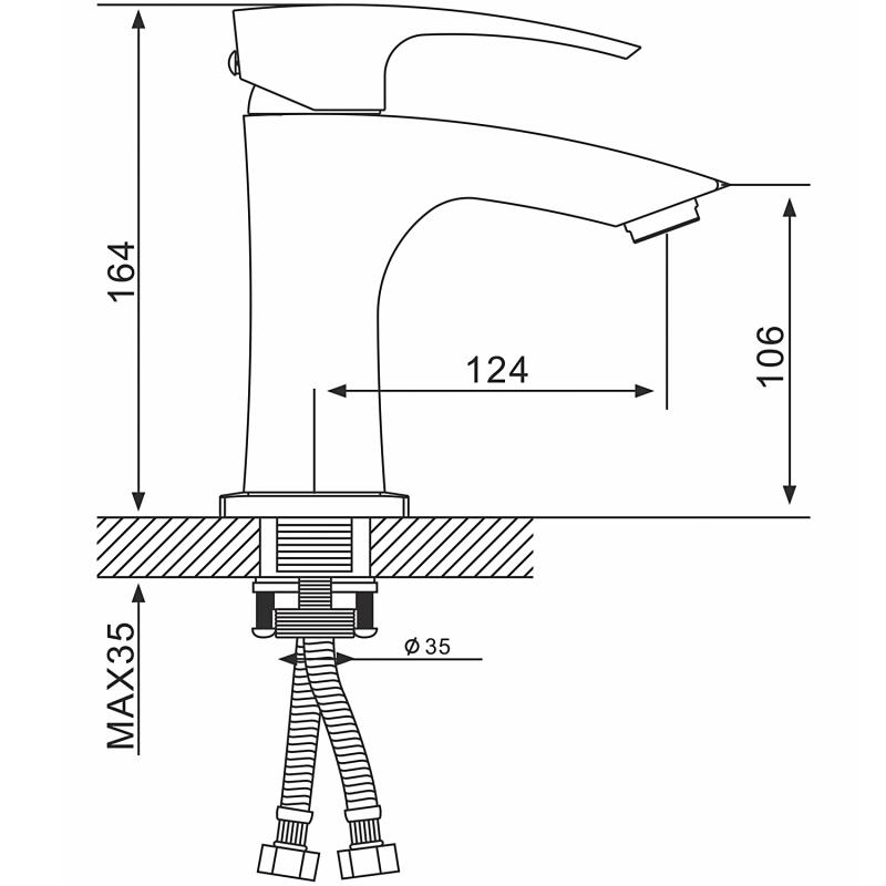 Смеситель для раковины Gappo G07-3 G1007-13 золото