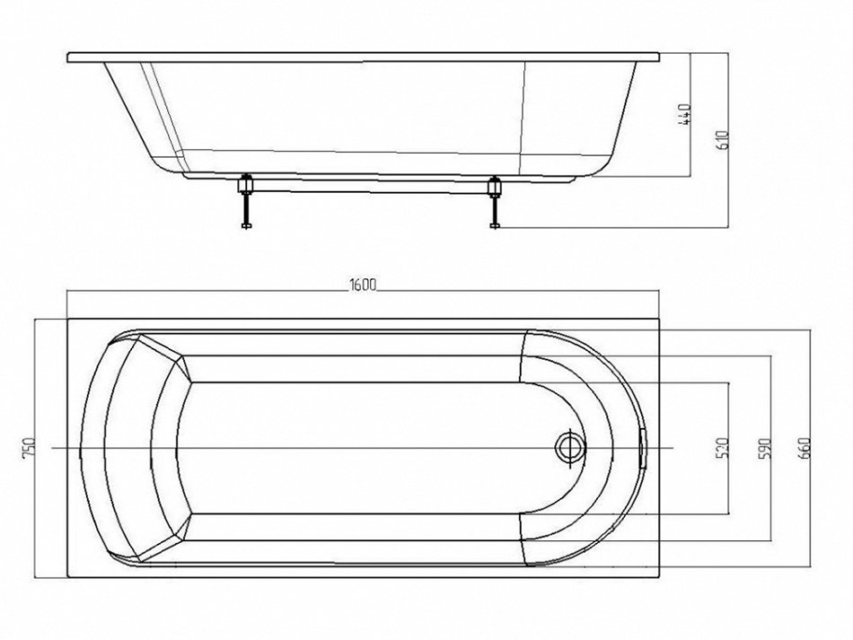 Акриловая ванна Aquatek Ника 160*75