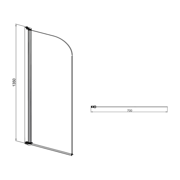 Стеклянная шторка на ванну Sole Life 2 135*70