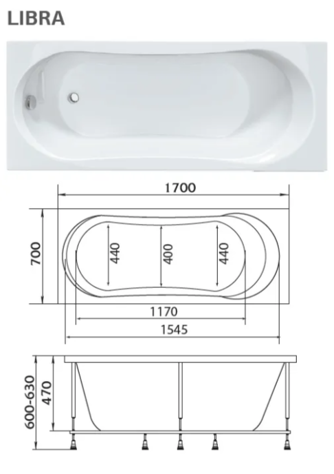 Акриловая ванна Marka One Libra 170*70